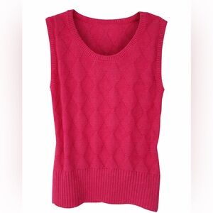 Talbots Vintage 100% Mercerized Cotton Argyle Pink Sweater Vest